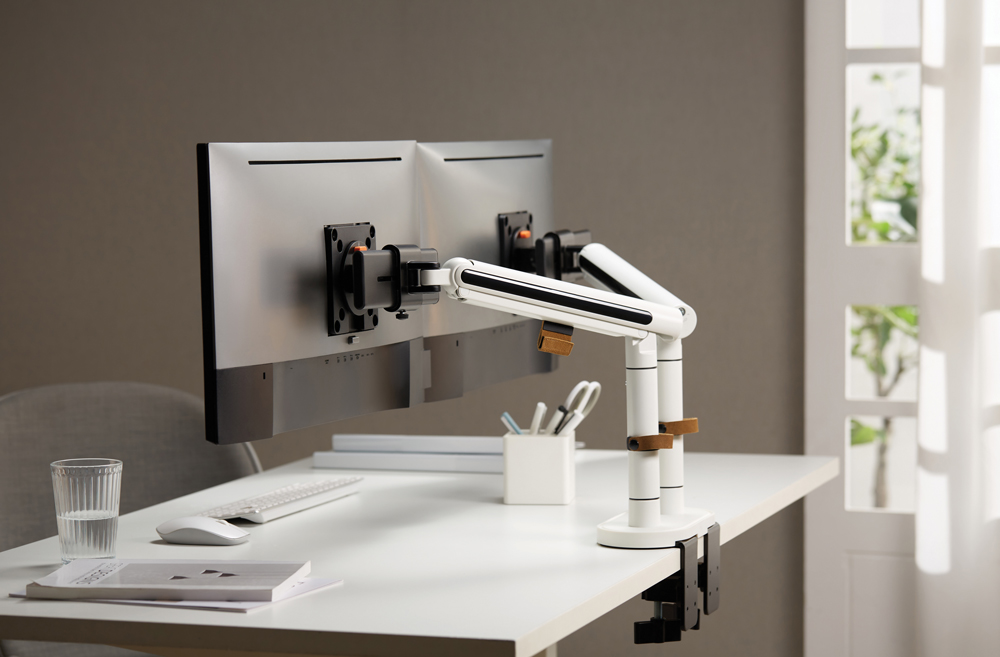 fellowes smartview dual white monitorarm zijkant